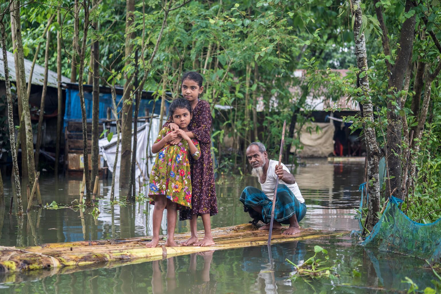 In Sylhet division, Bangladesh children uprooted by extreme flooding have taken refuge in overcrowded shelters together with their families. ©UNICEF/UN0658495/Sultan Mahmud Mukut